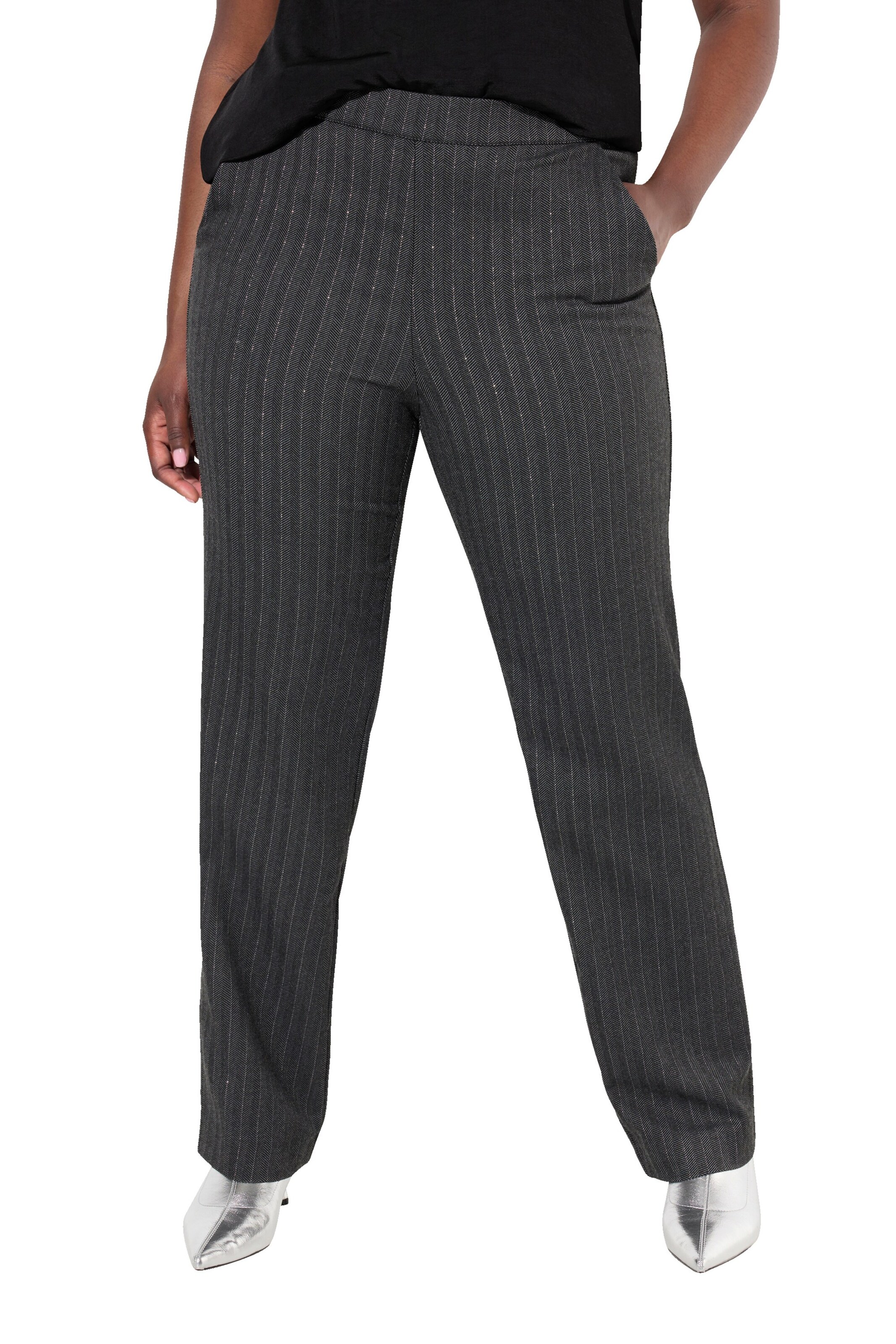 Ulla Popken Regular Hose in Grau: Vorderseite