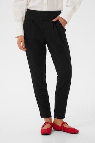Cream Tapered Pleat-front trousers 'CRAnnika' in Black: front