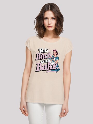 F4NT4STIC Shirt 'Vintage Pin Up Bäckerin"' in Beige: voorkant