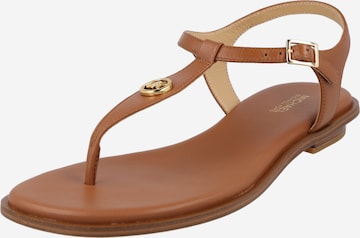 MICHAEL Michael Kors T-Bar Sandals 'Mallory' in Brown: front