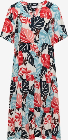 CECIL Midikleid mit Split Neck und Print in Weiß: Vorderseite