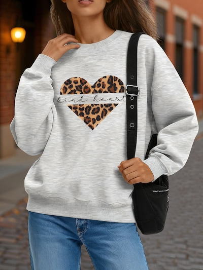 GORHEY Jersey 'Women's Loose Fit Fleece Pullover, Long Sleeve Sweatshirt with Animal Print' en gris, Vista del producto
