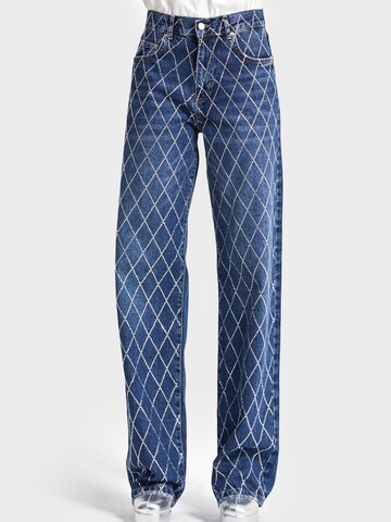 IT'S BASIC Regular Jeans 'Rhinestone Loose High Rise' in Blue