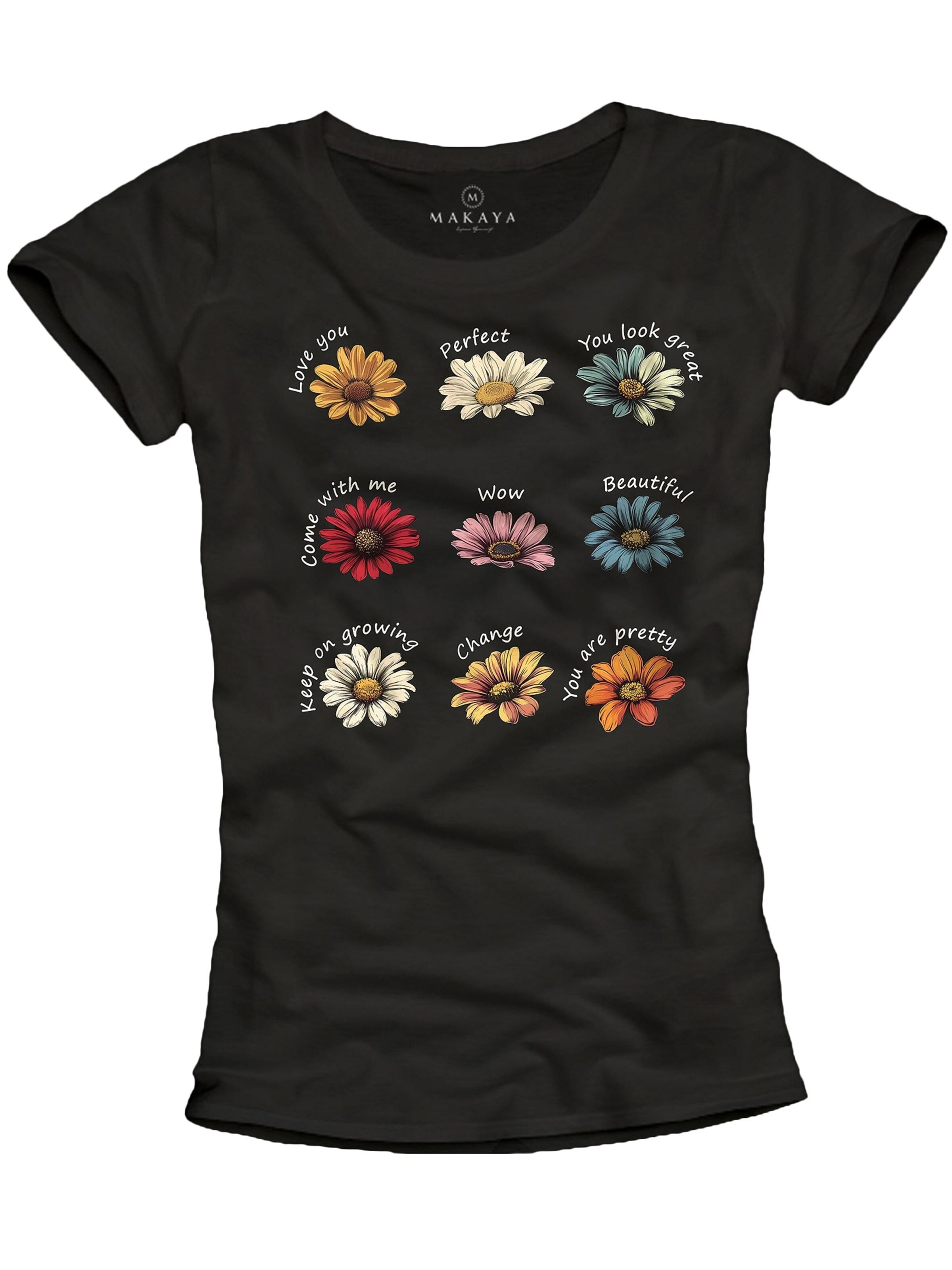 MAKAYA Shirt 'Nine Daisys' in Black: front