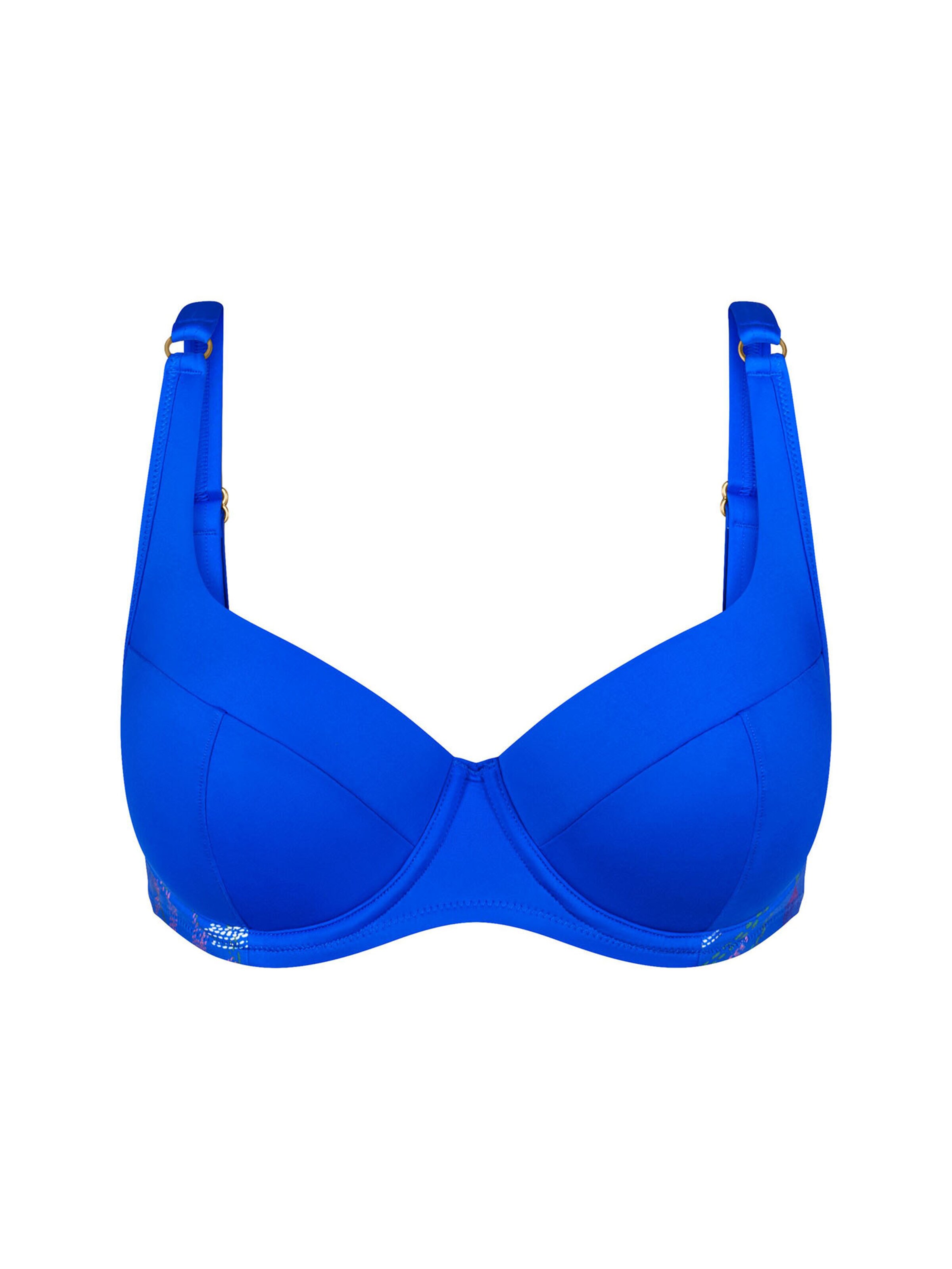 TRIUMPH Balconette Bikinitop ' Red Label Summer Tropics ' in Blauw: voorkant