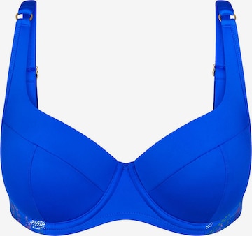 TRIUMPH Balconette Bikinitop ' Red Label Summer Tropics ' in Blauw: voorkant