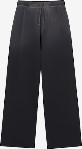 Pull&Bear Wide leg Trousers in Black: front