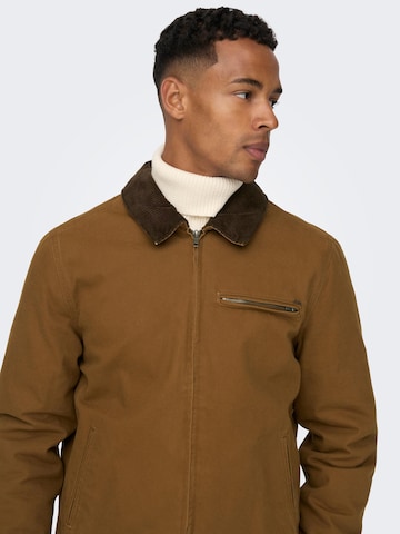 Only & Sons Between-Season Jacket 'More' in Brown