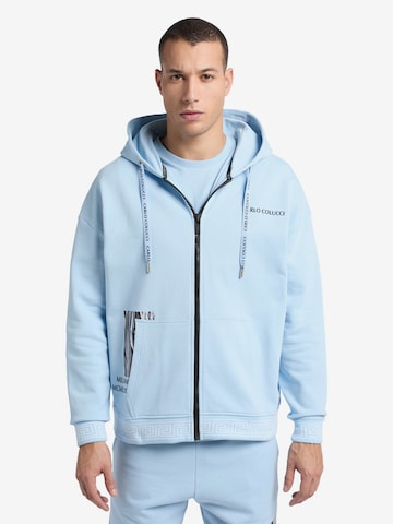 Carlo Colucci Zip-Up Hoodie in Blue: front