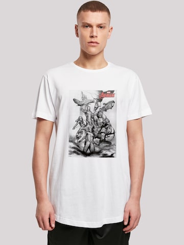 T-Shirt 'Marvel Avengers Assemble Team Sketch' F4NT4STIC en blanc : devant