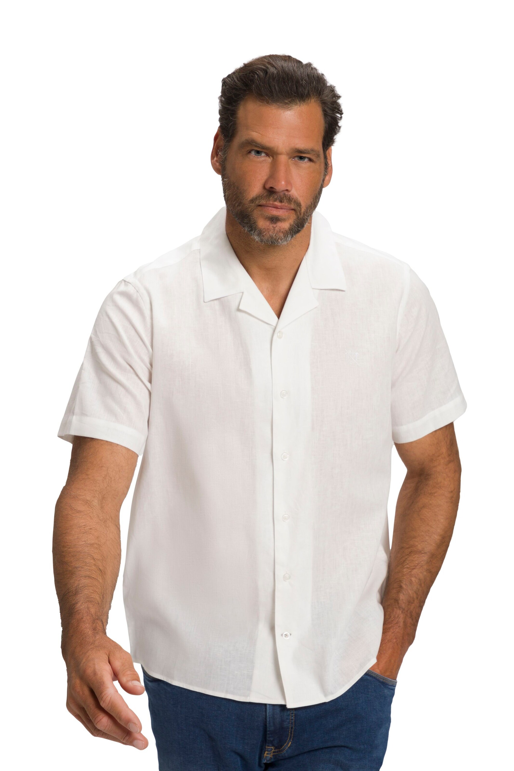 JP1880 Comfort fit Button Up Shirt in White: front