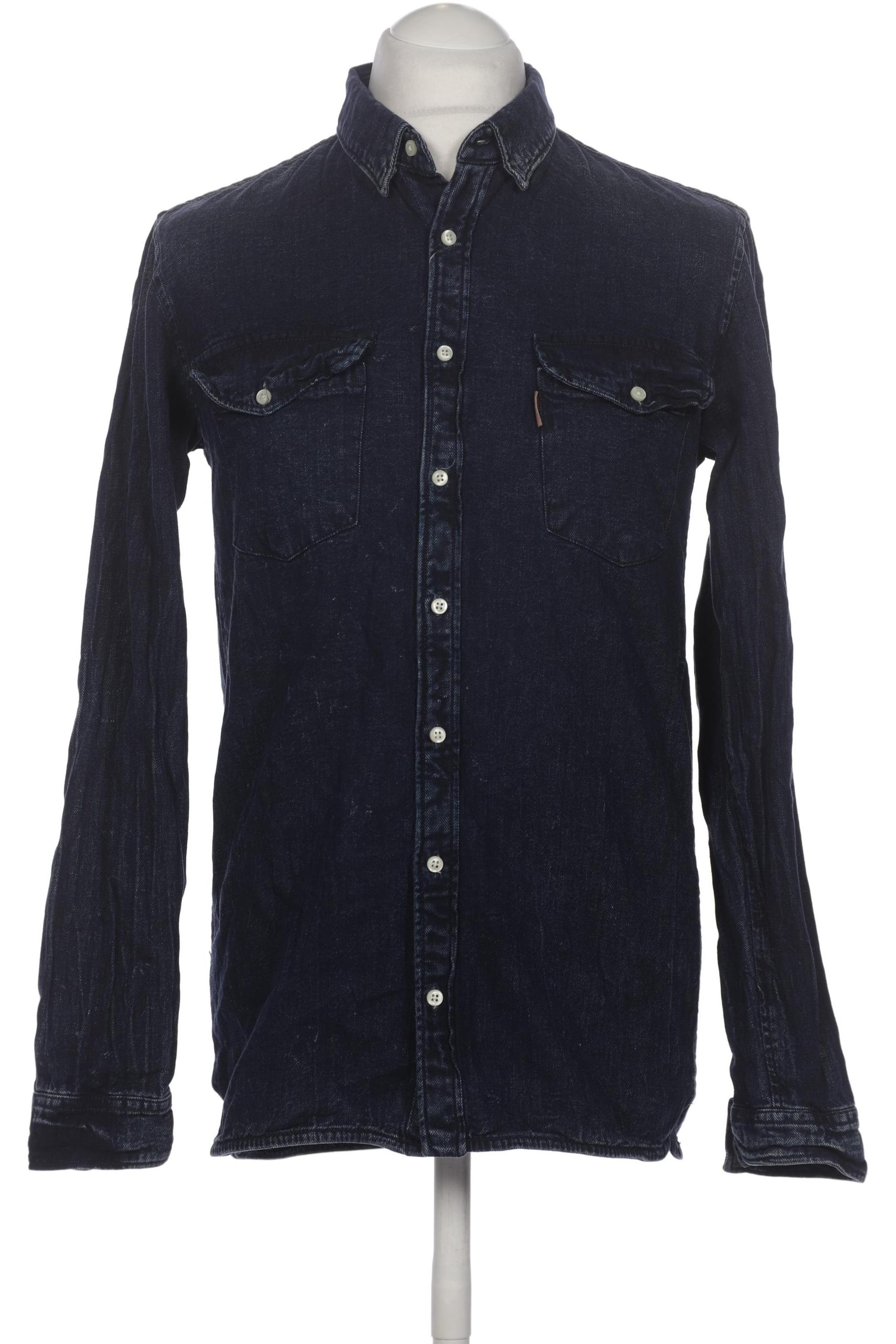 MANGO Button Up Shirt in S in Blue: front