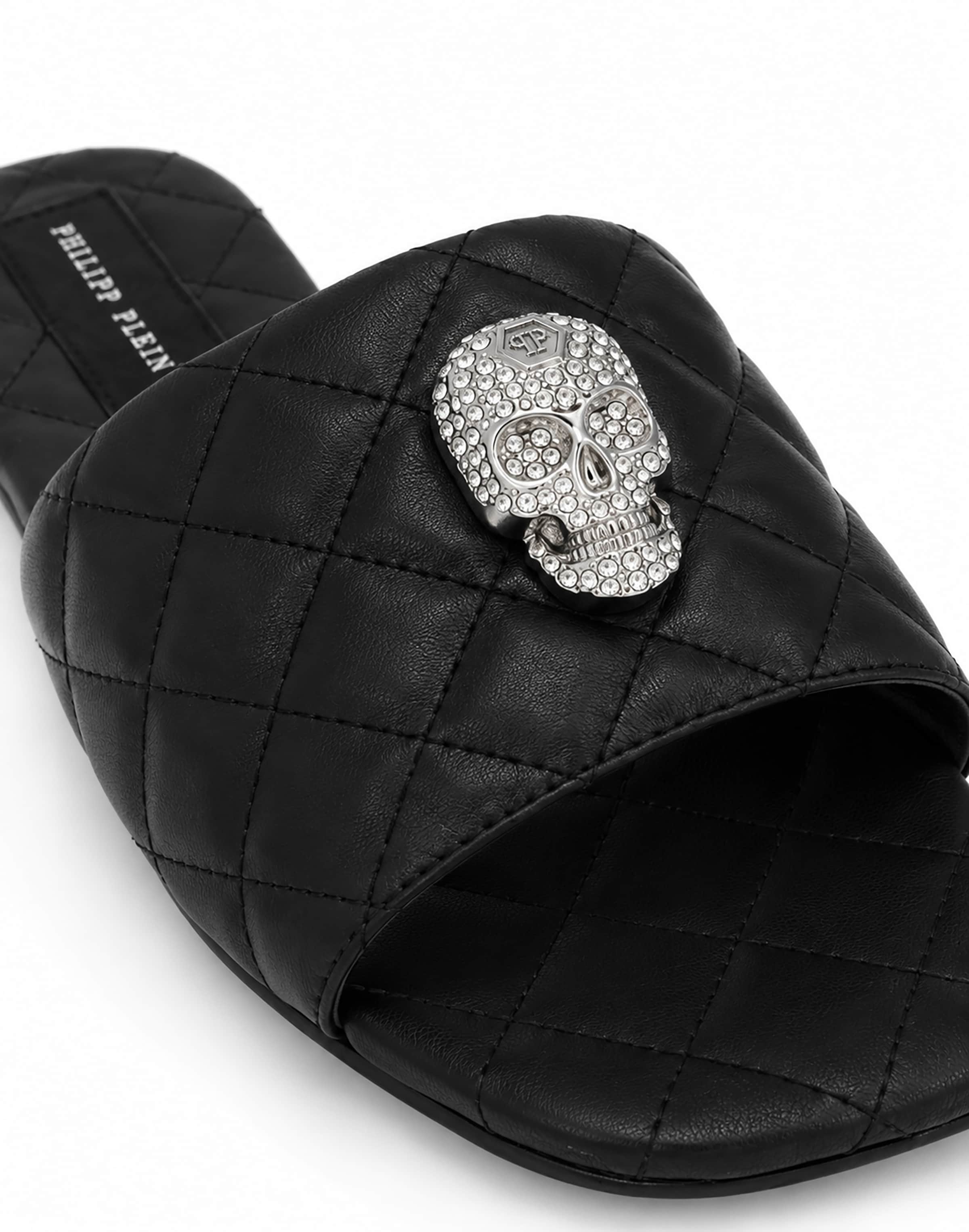 Philipp Plein - Sapato aberto ' Skull ' em preto