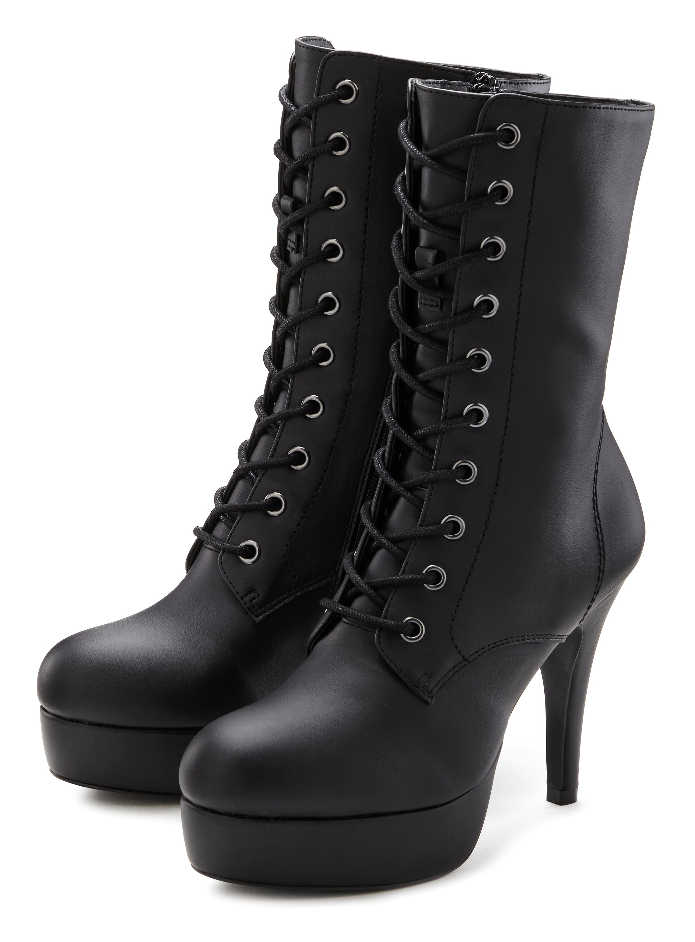 LASCANA Belle Affaire Lace-Up Ankle Boots in Black