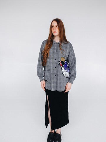 RADADA Shirt 'Shirt with Swallow Motif check' in Grey