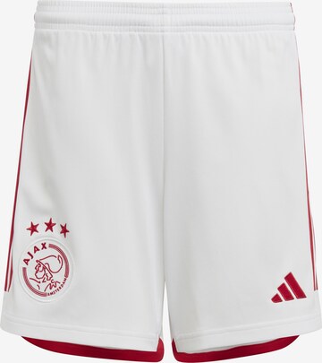 ADIDAS PERFORMANCE Regular Workout Pants 'Ajax Amsterdam' in White: front