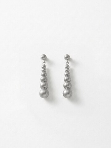 DNSK Copenhagen Ohrringe 'SOLGERD Waterproof Silver Stainless Steel Statement Earrings - Sanded Finish'‌‌‌‌‌‌‌‌‌ in Silber: Vorderseite