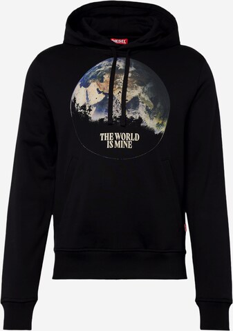 DIESEL Sweatshirt 'GINN' in Black: front