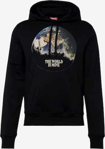 DIESEL Sweatshirt 'GINN' in Zwart: voorkant