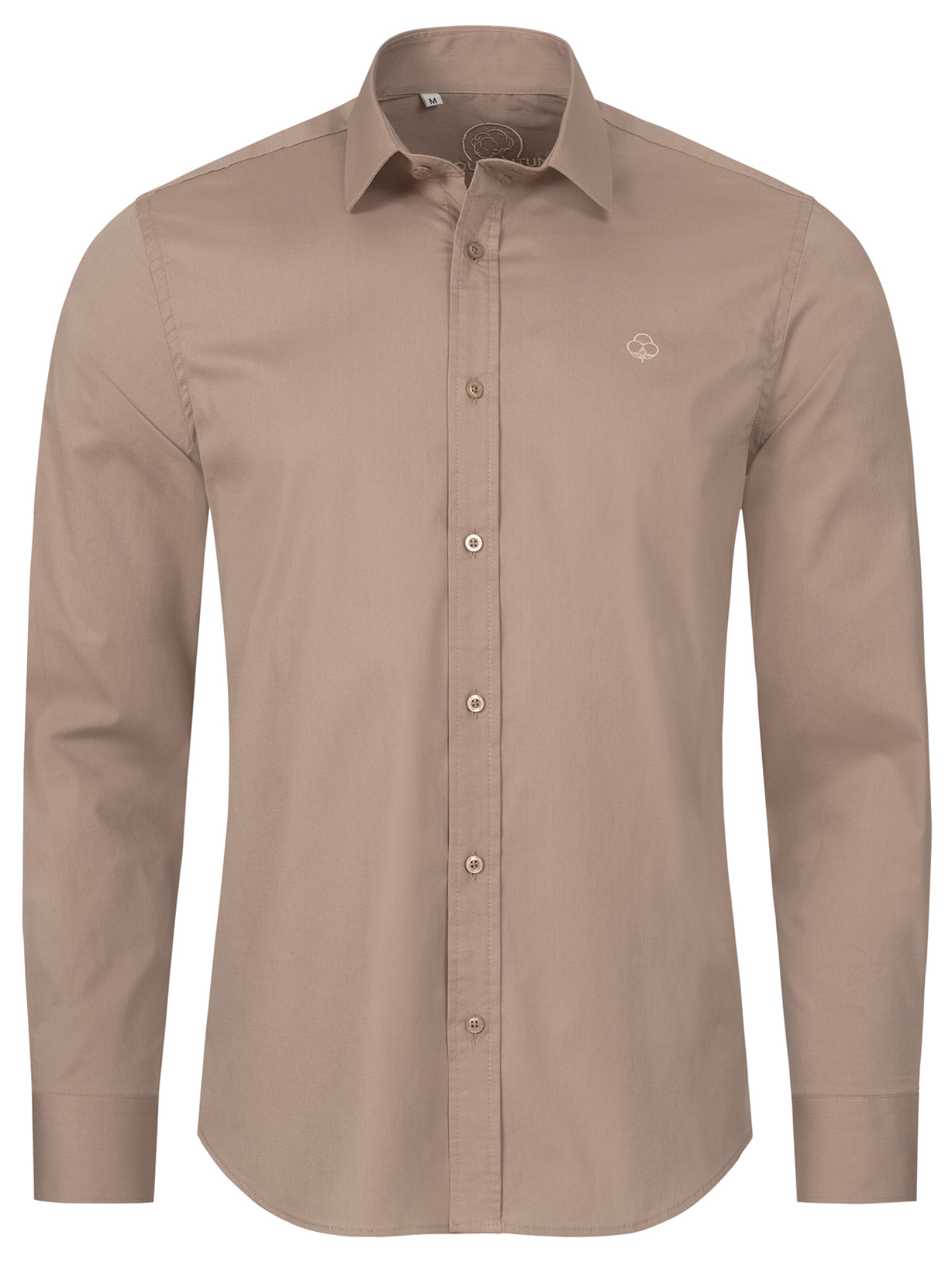 Indumentum Slim Fit Hemd in Beige: Vorderseite