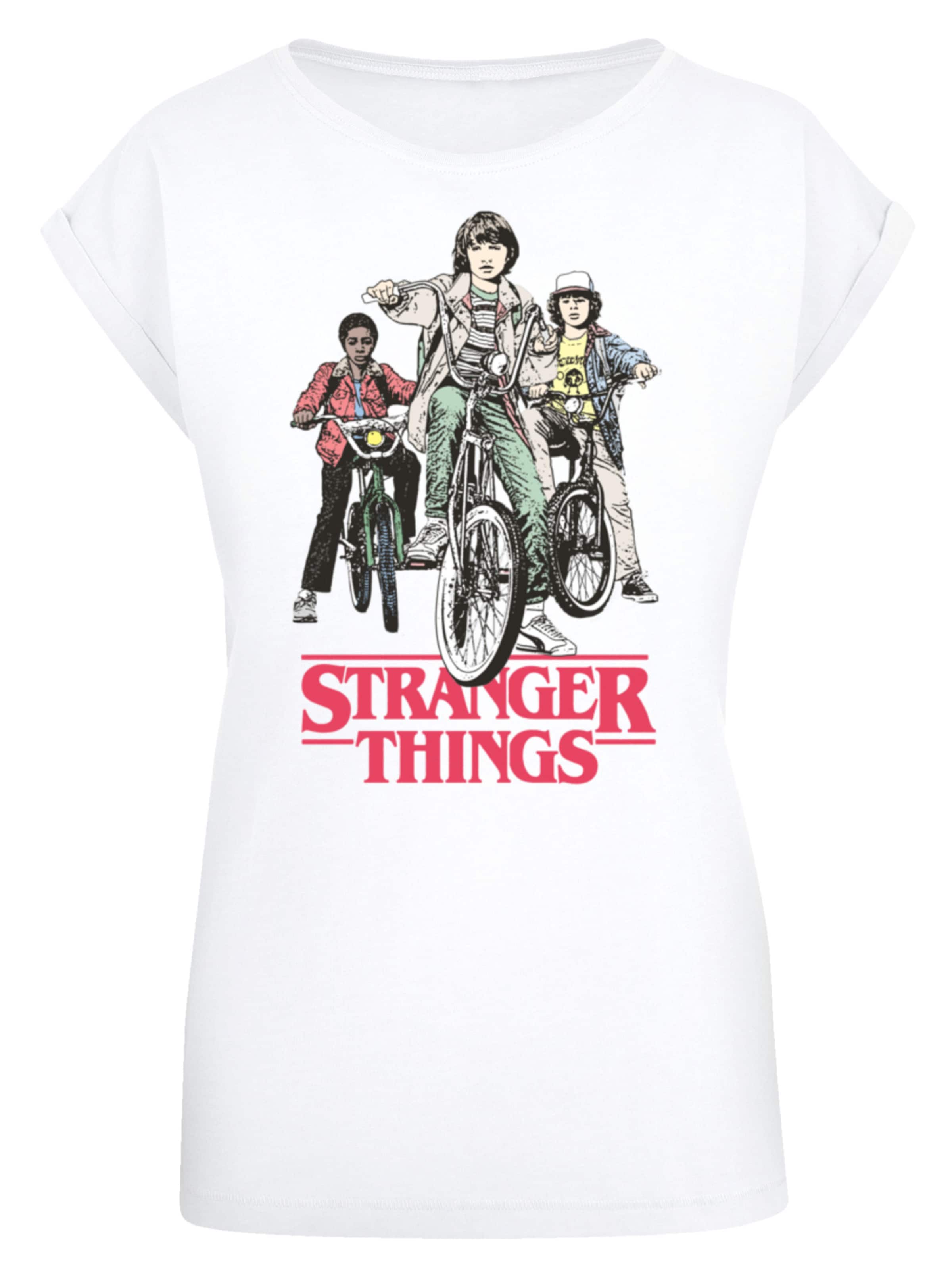 F4NT4STIC Shirt 'Stranger Things Retro Bikers Netflix TV Series' in Wit: voorkant