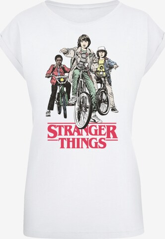 F4NT4STIC Shirt 'Stranger Things Retro Bikers Netflix TV Series' in White: front