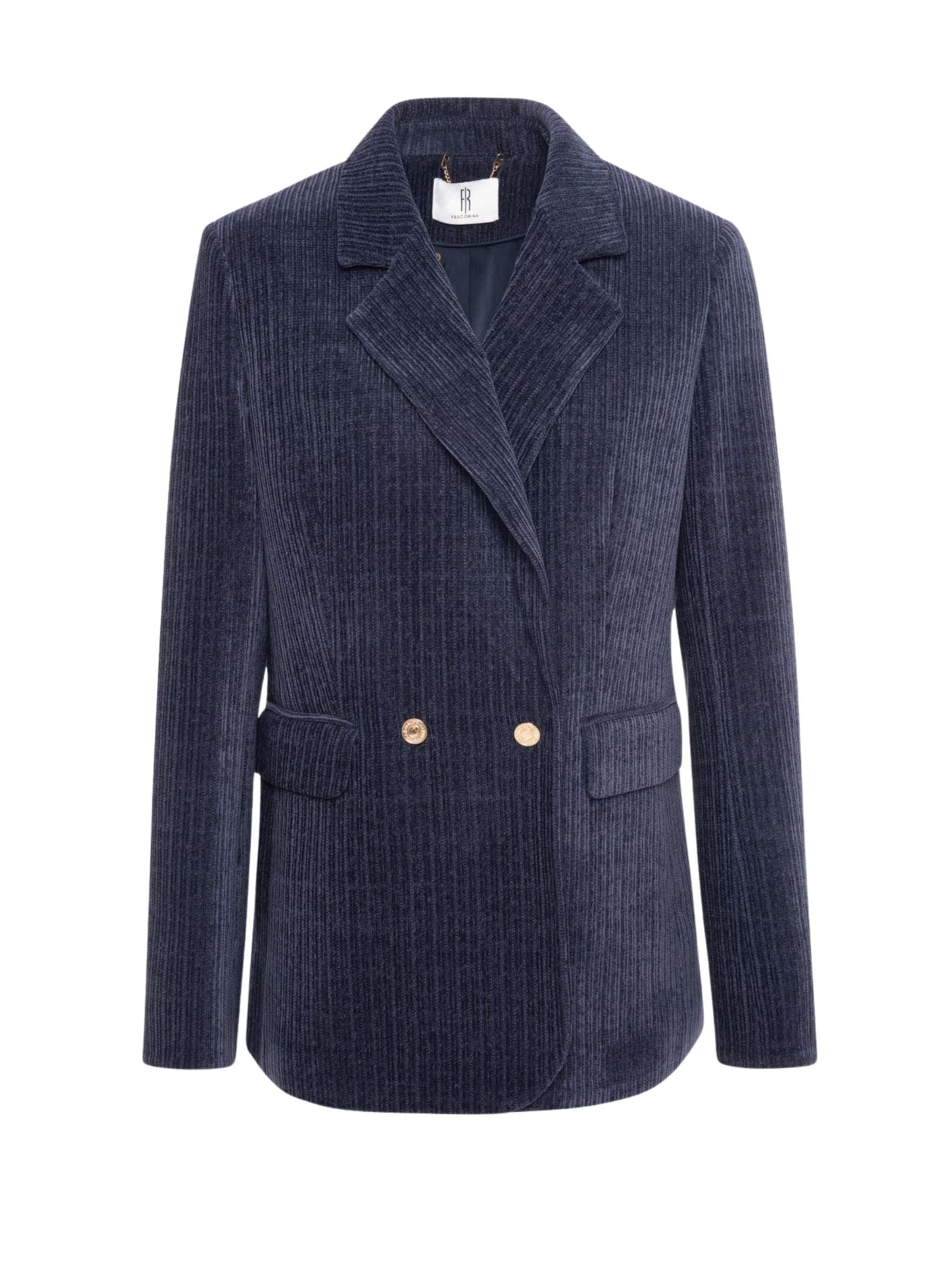 Blazer 'Long Blue Velvet Blazer' di Fracomina in blu: frontale