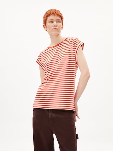 ARMEDANGELS Shirt 'JILAANA STRIPES' in Red: front