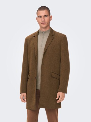 Only & Sons Regular fit Between-Seasons Coat 'Julian' in Brown: front