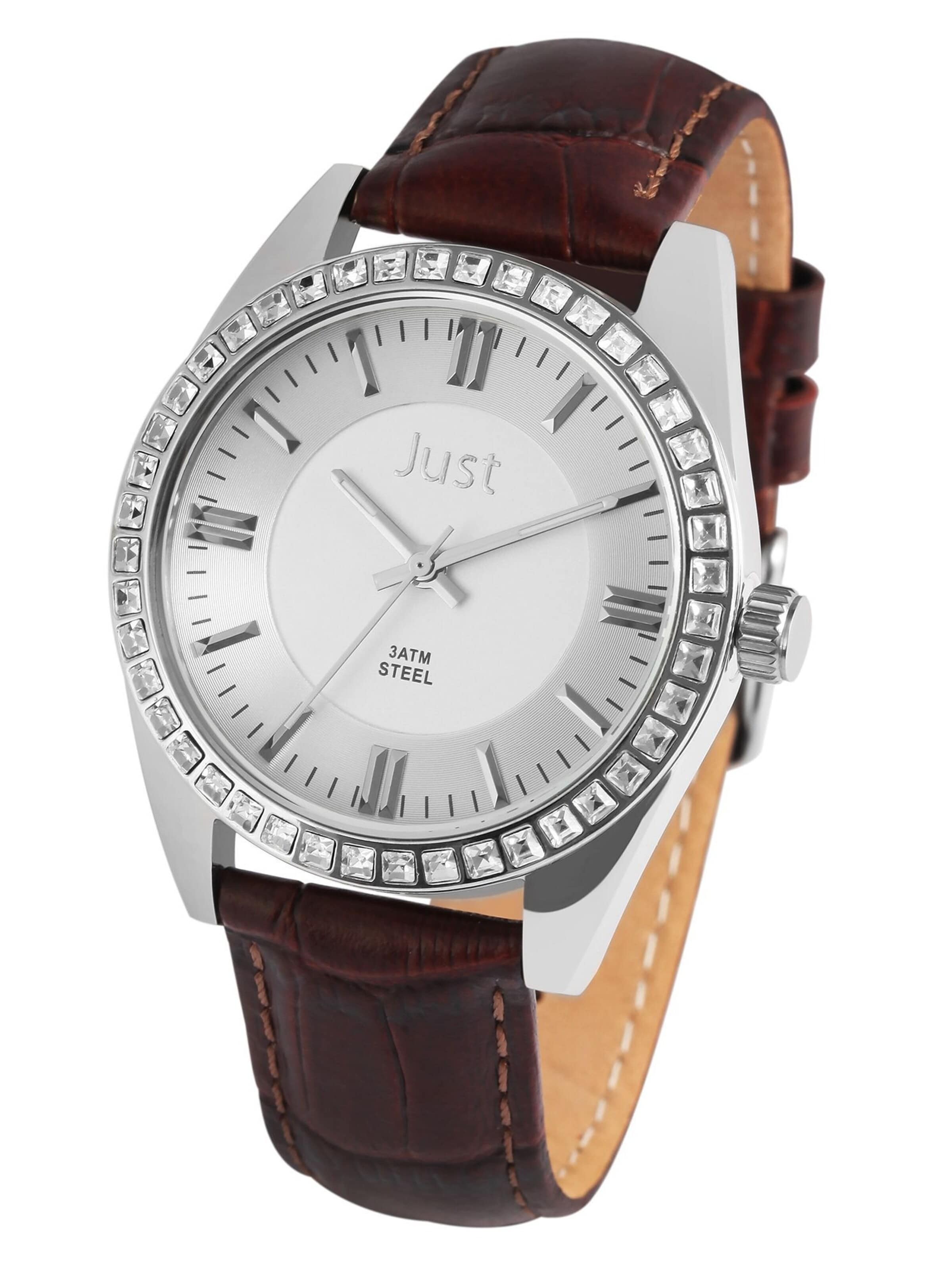 JUST Analog Watch 'Elinda, 3 ATM' in Brown: front