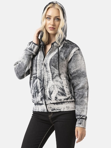 CIPO & BAXX Sweatjacke 'WL379', Tie-Dye-Muster, mit Kapuze, Streetwear, Rückenprint in Grau