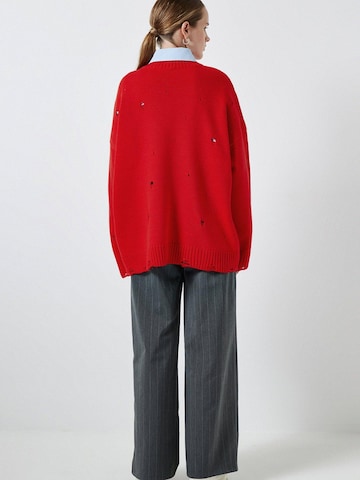 Touché Privé Pullover 'Distressed Knit Sweater'‌ in Rot