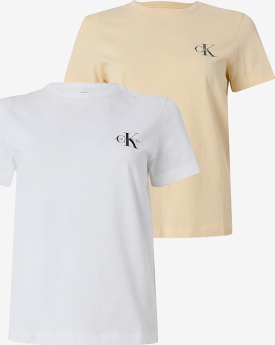 Calvin Klein Jeans Paita 'Monologo T' koossa XXS värissä vaaleankeltainen / musta / valkoinen, Tuotenäkymä