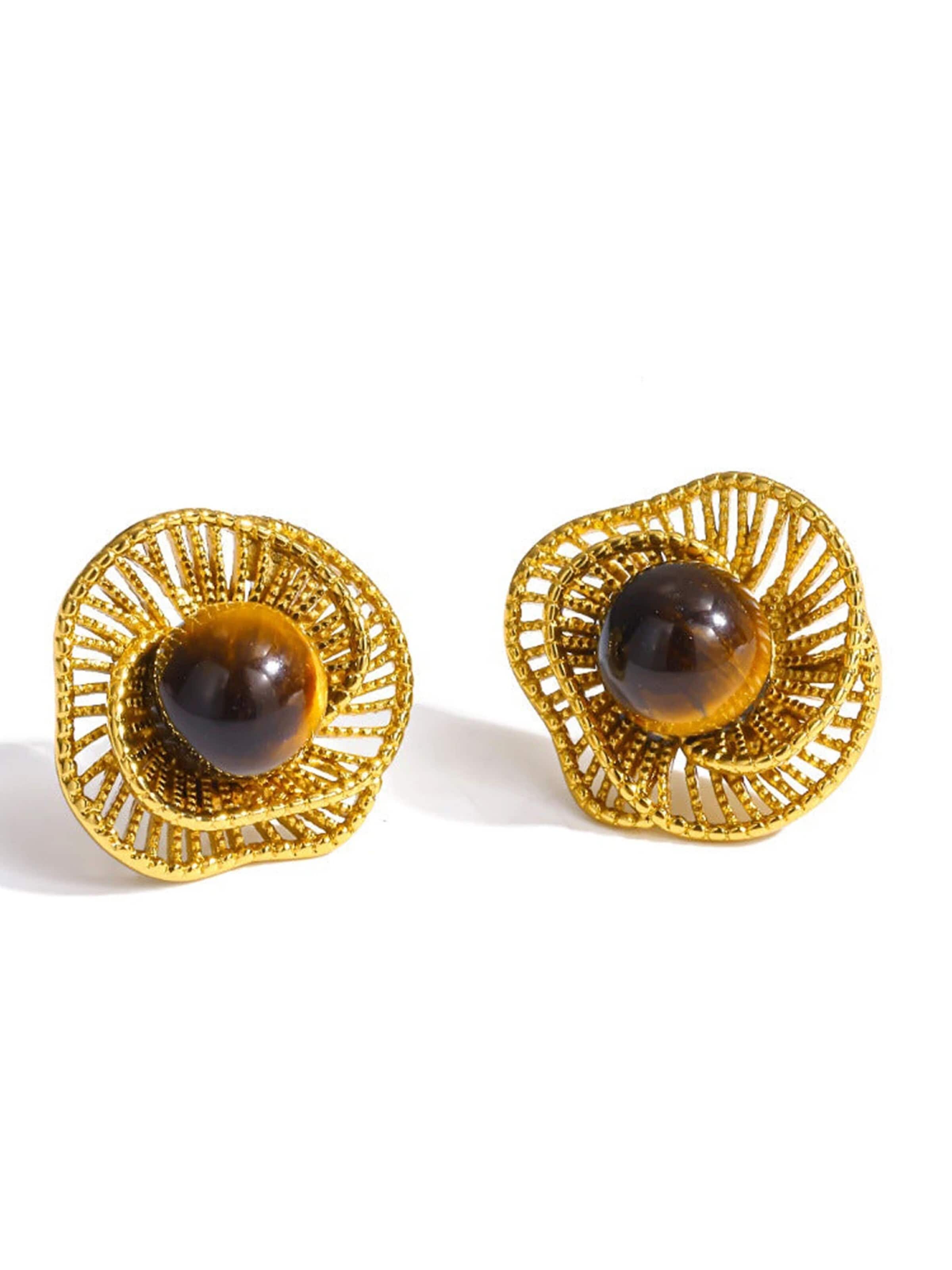 ETNÉE Earrings 'Pietra del sole' in Gold: front
