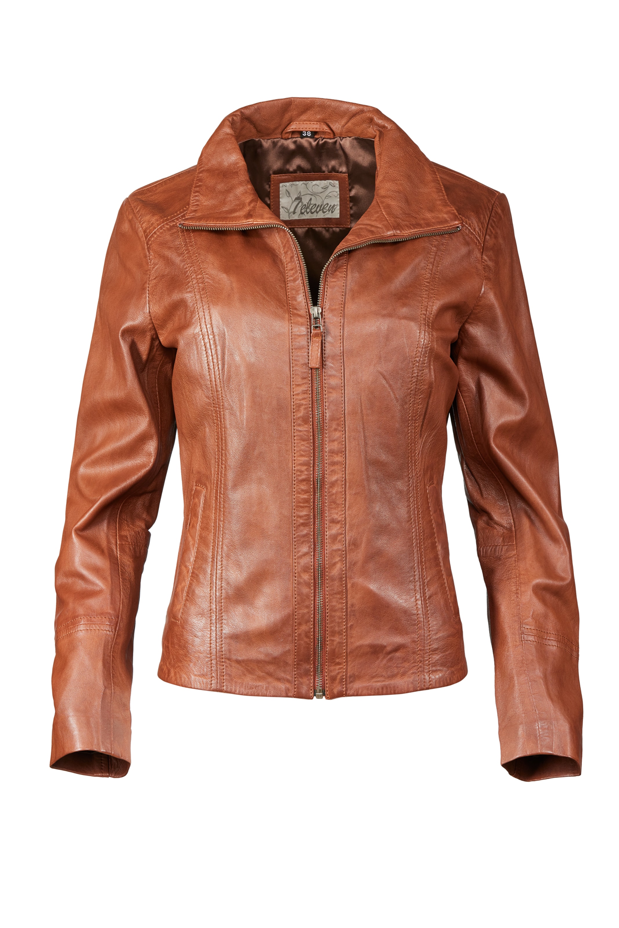 7ELEVEN Lederjacke 'SESalome' in Schwarz: Vorderseite