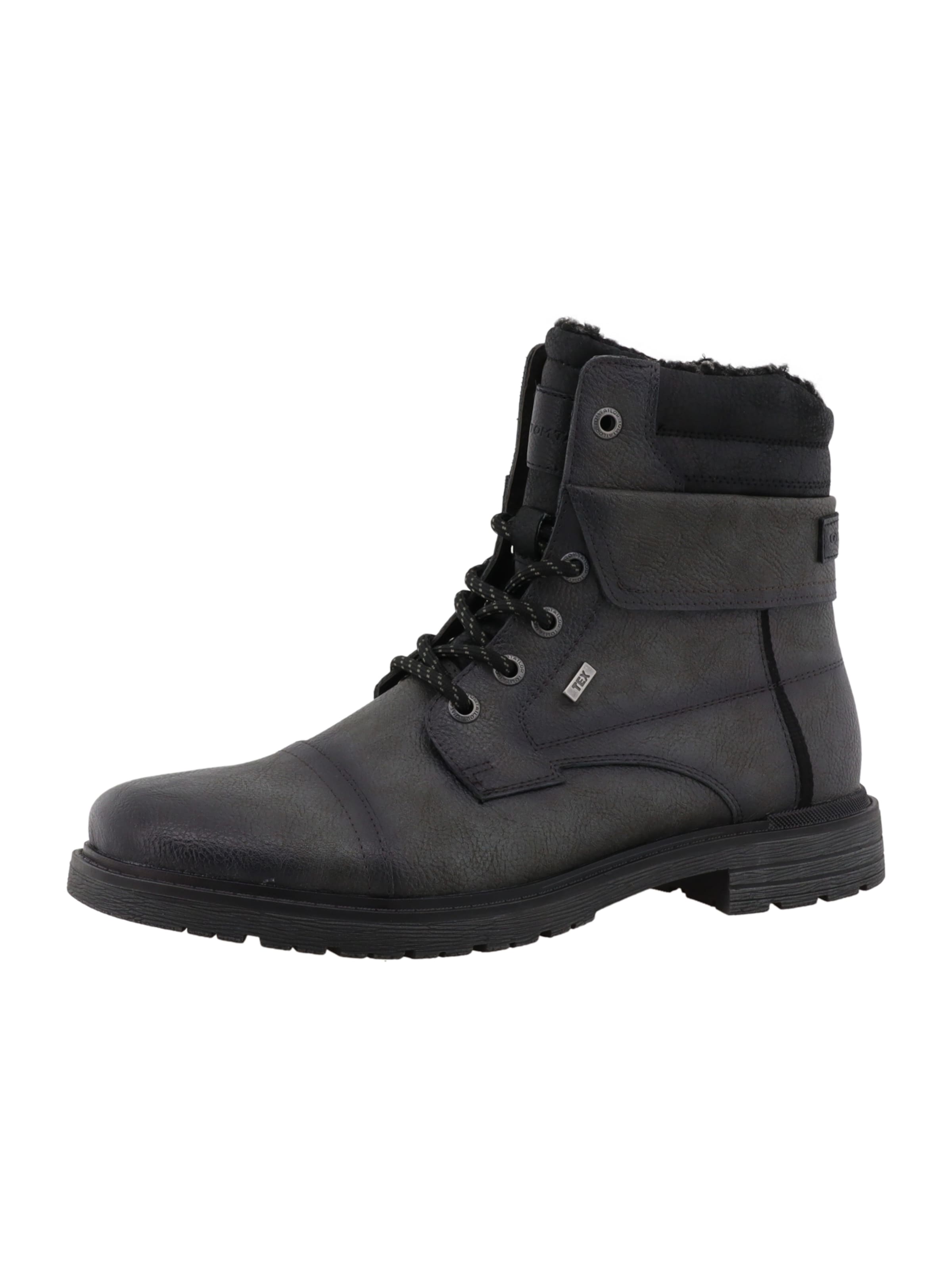 TOM TAILOR Lace-Up Boots in Black: front