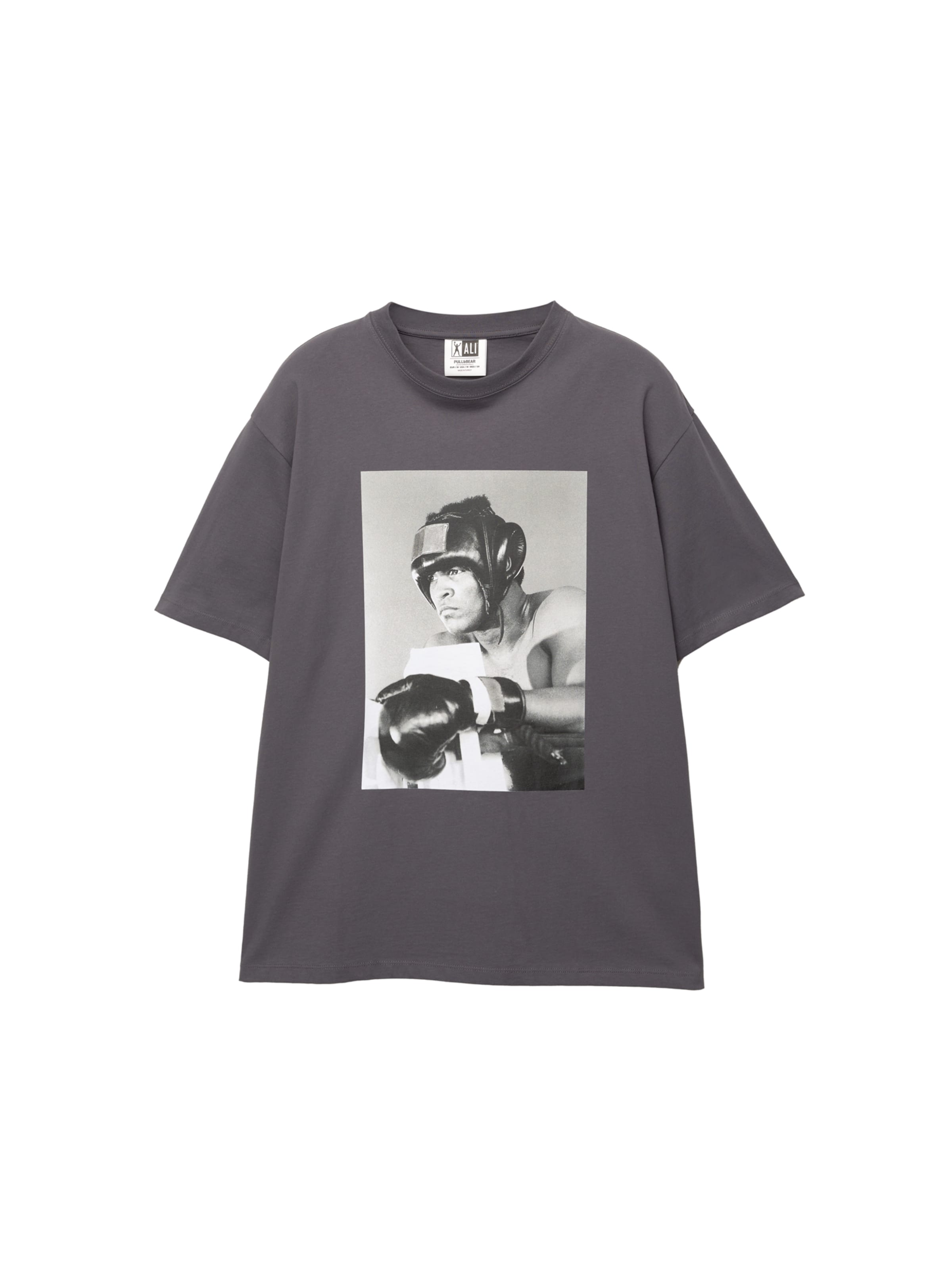 Pull&Bear Majica 'LIC ALI' | kamen / svetlo siva barva, Prikaz izdelka