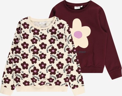 NAME IT Sweatshirt 'NIKOLINE' in Cream / Light purple / Burgundy / Black, Item view