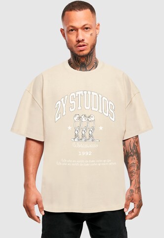 2Y Studios T-Shirt 'Globus' in Beige: Vorderseite
