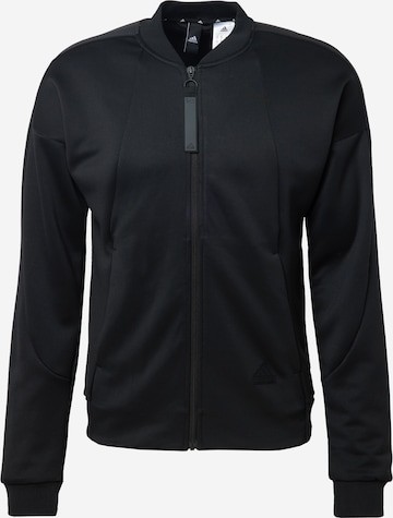 ADIDAS SPORTSWEAR Sports sweat jacket 'City Escape Aeroready Warming' in Black: front