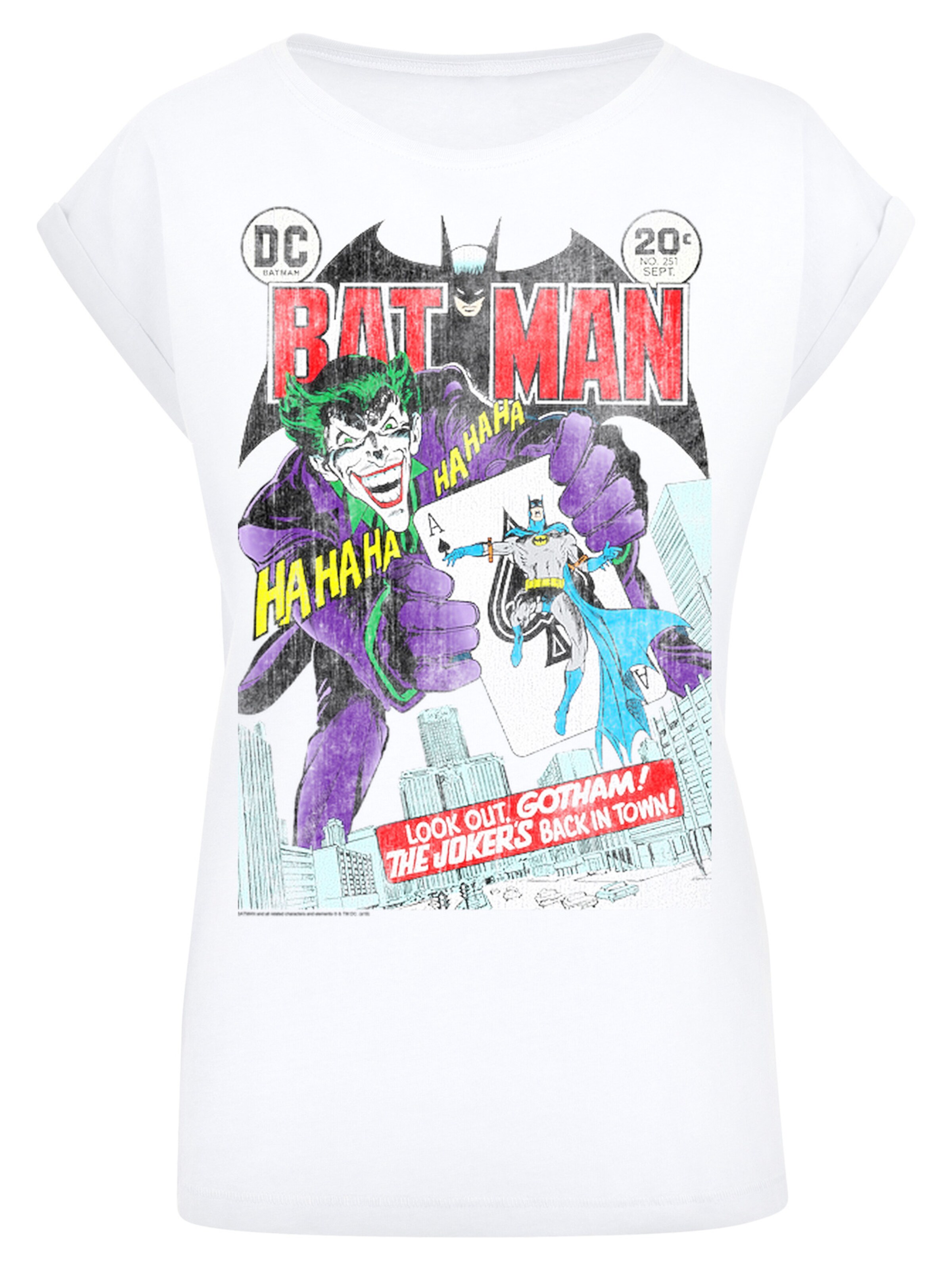 T-shirt 'DC Comics Batman Joker Playing Card Cover' F4NT4STIC en blanc : devant
