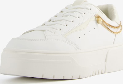 Bershka Låg sneaker i kräm / guld / vit, Produktvy