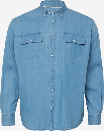 s.Oliver Men Big Sizes Button Up Shirt in Blue: front