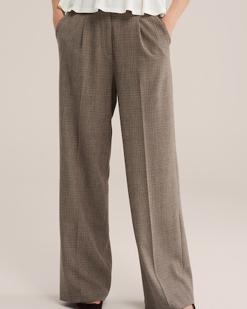 Wide Leg Pantalon à plis WE Fashion en marron : devant