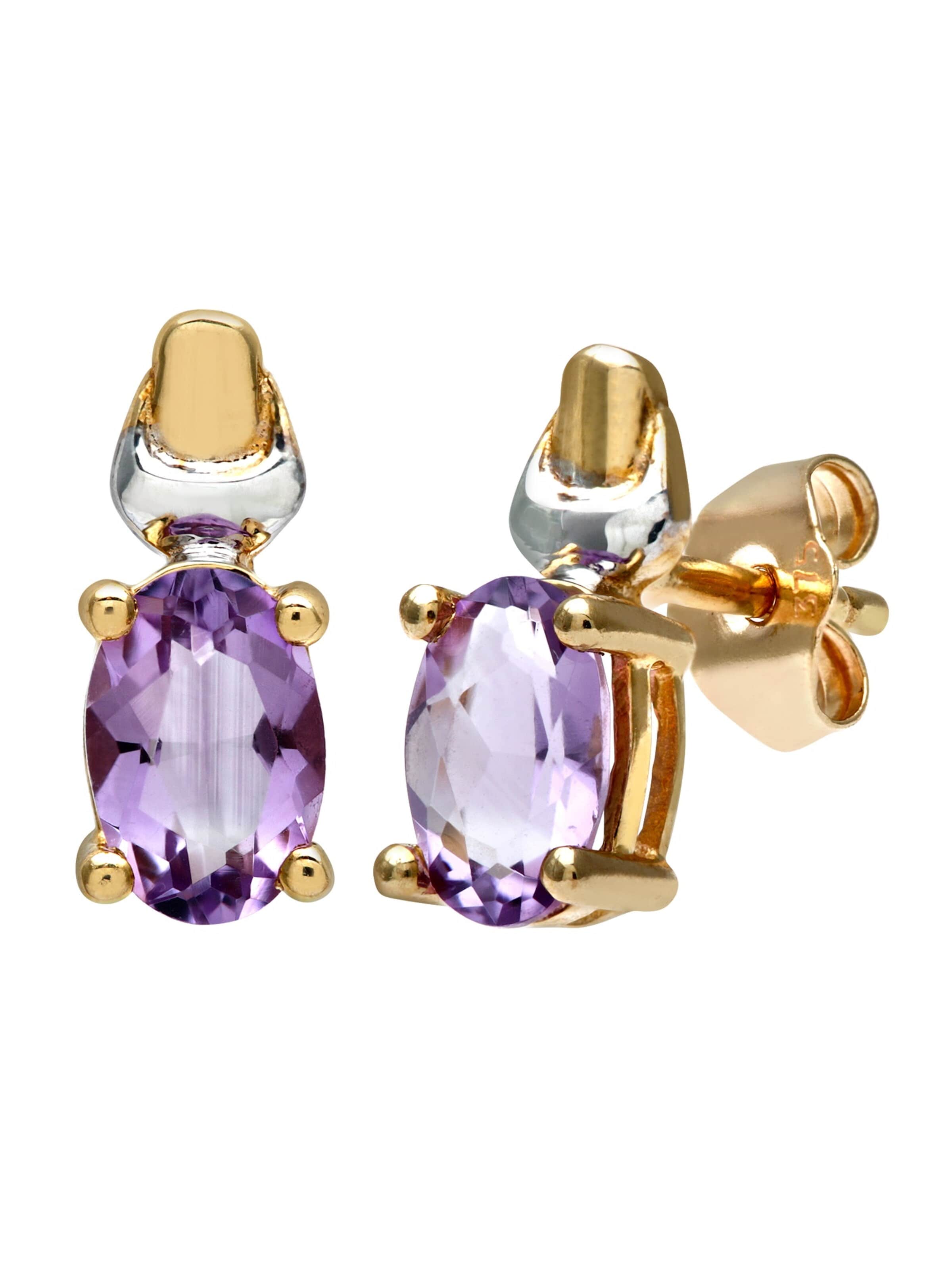 Boucles d'oreilles 'Ohrringe aus 375 Gelbgold mit Amethyst' DIAMANT LETERNEL en or : devant