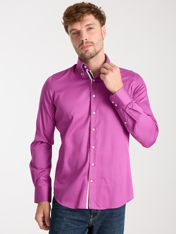 Slim fit Camicia business 'Roma Iconic Satin Man Shirt White' di 7Camicie in lilla