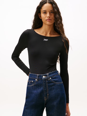 Tommy Jeans Rövid body - fekete: elől