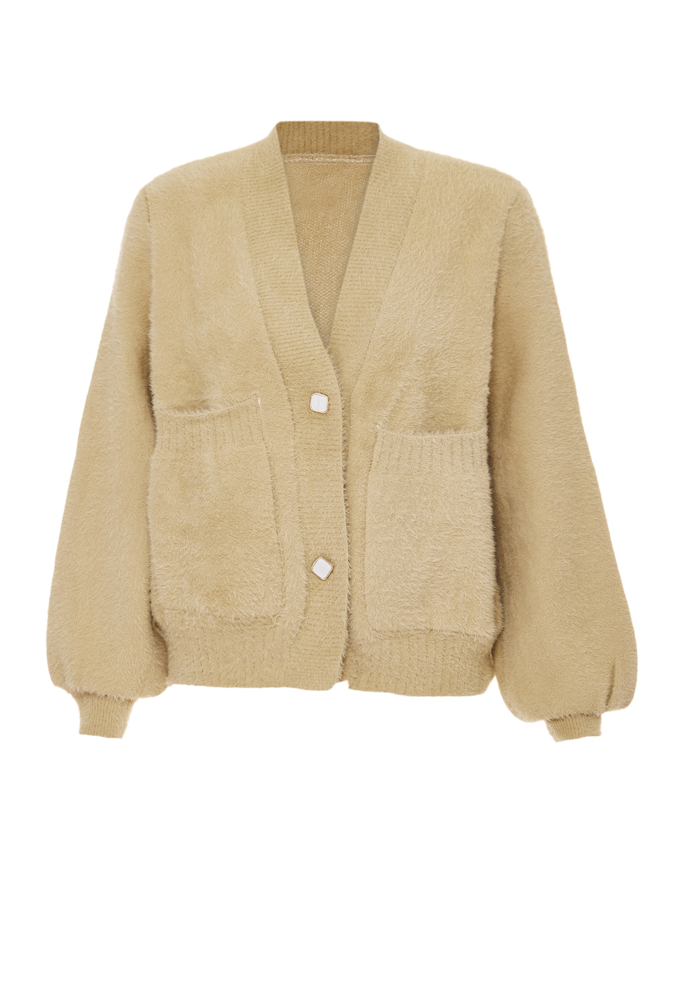 NALLY Knit cardigan in Beige: front