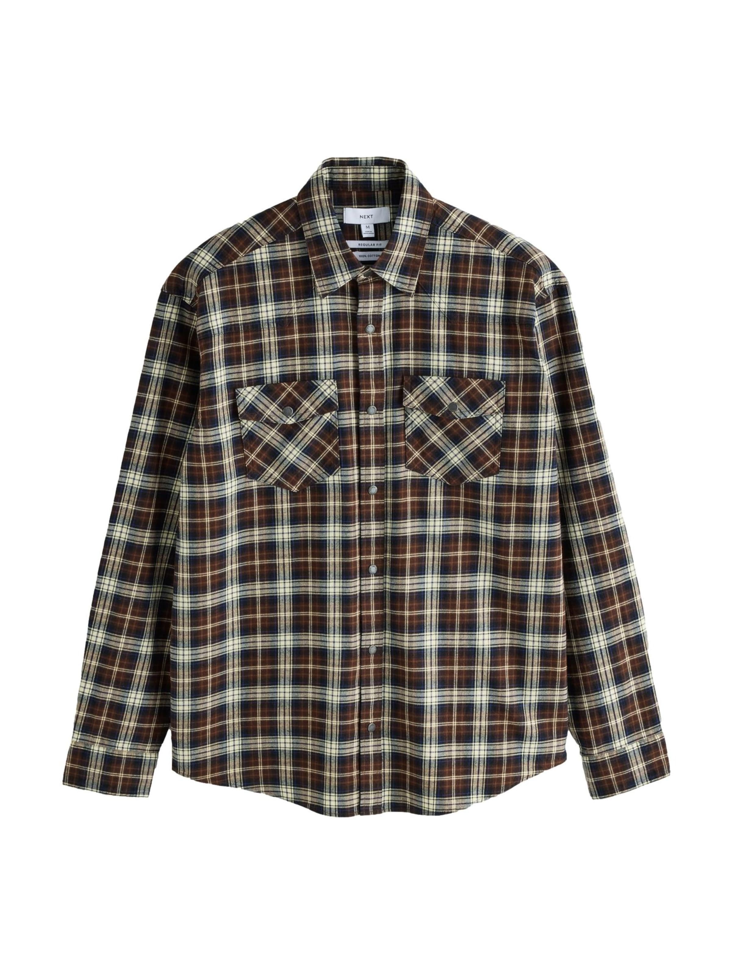 Next Hemd in XS in beige / creme / dunkelblau / braun, Produktansicht