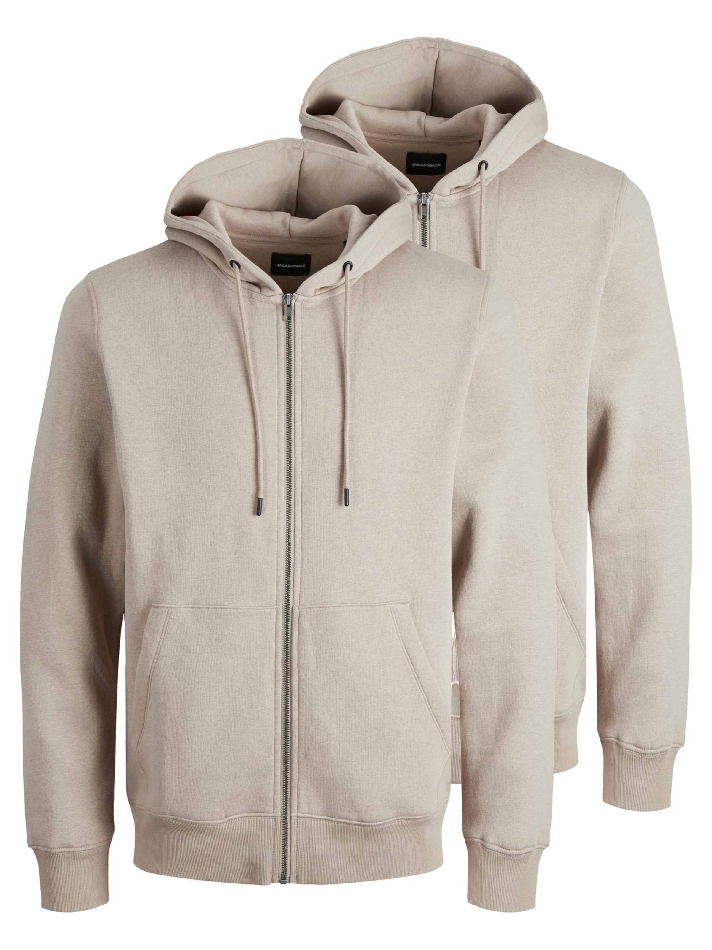 JACK & JONES Zip-Up Hoodie 'Bradley' in White: front